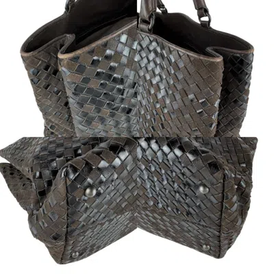 Pre-owned Bottega Veneta Black Brown Intrecciato Handbag Shoulder Bag () In Multi