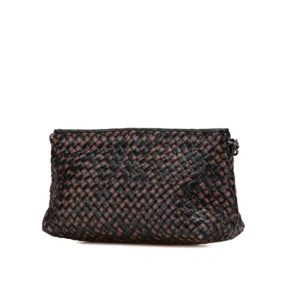 Pre-owned Bottega Veneta Black Brown Leather Shoulder Bag () In Multi