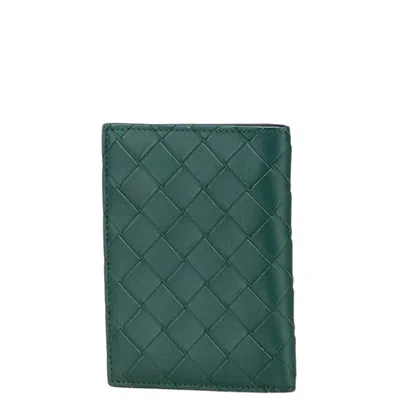 Pre-owned Bottega Veneta Green Leather Long Wallet (bi-fold) ()