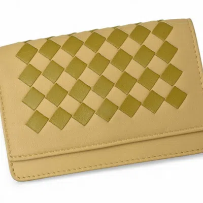 Pre-owned Bottega Veneta Intrecciato Beige Khaki Multi-color Leather Coin Purse/coin Case ()