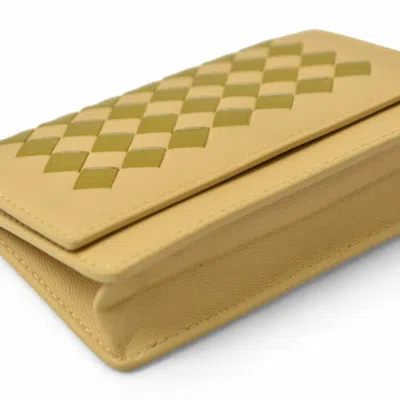 Pre-owned Bottega Veneta Intrecciato Beige Khaki Multi-color Leather Coin Purse/coin Case ()