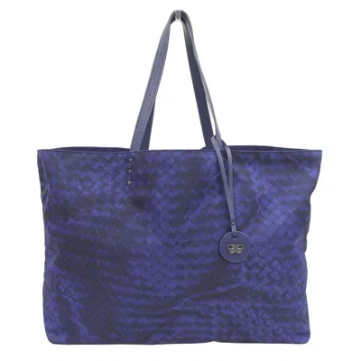 Pre-owned Bottega Veneta Intrecciolusion Blue Nylon Tote Bag ()