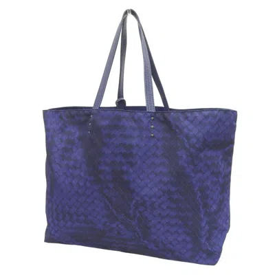 Pre-owned Bottega Veneta Intrecciolusion Blue Nylon Tote Bag ()
