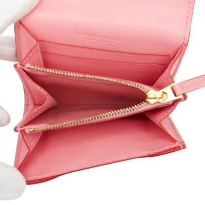 Pre-owned Bottega Veneta Pink Red Color Leather Wallet (bi-fold) () In Multi