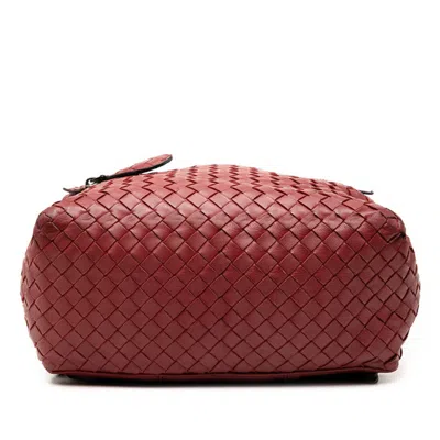 Pre-owned Bottega Veneta Red Color Wine Leather Backpack ()