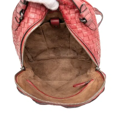 Pre-owned Bottega Veneta Red Color Wine Leather Backpack ()