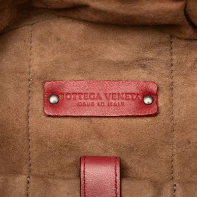 Pre-owned Bottega Veneta Red Color Wine Leather Backpack ()