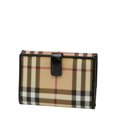 Pre-owned Burberry Beige Black Pvc Leather Wallet (bi-fold) () In Multi