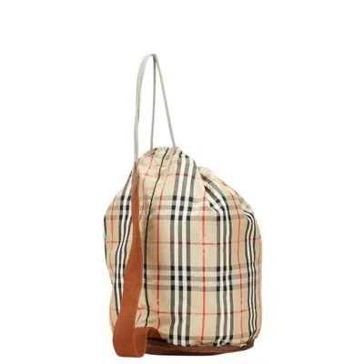 Pre-owned Burberry Beige Brown Cotton Leather Shoulder Bag () In Multi