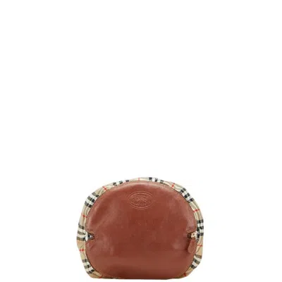 Pre-owned Burberry Beige Brown Cotton Leather Shoulder Bag () In Multi