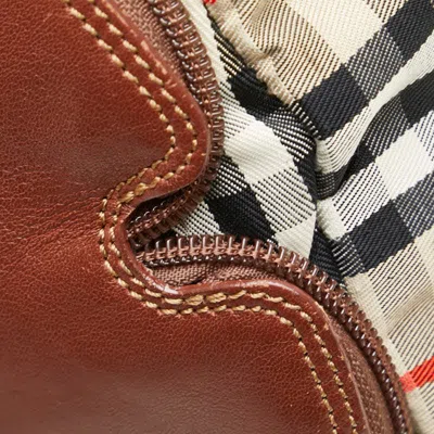 Pre-owned Burberry Beige Brown Cotton Leather Shoulder Bag () In Multi