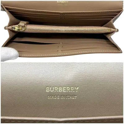 Pre-owned Burberry Beige Brown Leather Long Wallet (bi-fold) () In Multi