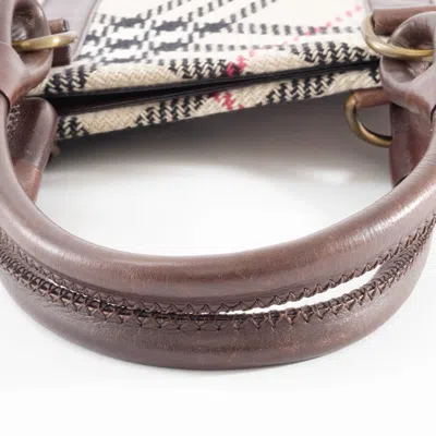 Pre-owned Burberry Beige Brown Wool Leather Tote Bag ()
