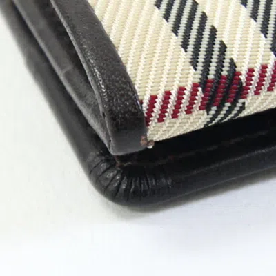 Pre-owned Burberry Beige Dark Brown Canvas Leather Long Wallet (bi-fold) () In Multi