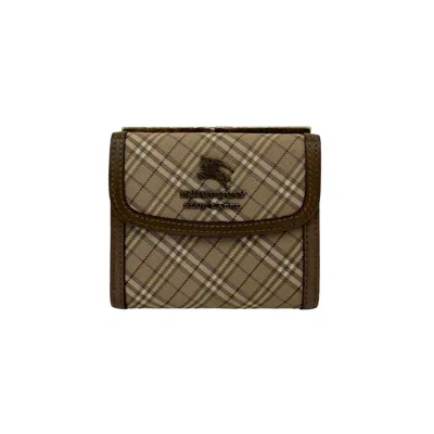Pre-owned Burberry Beige Grayish Canvas Leather Wallet (tri-fold) ()