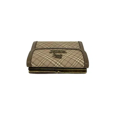 Pre-owned Burberry Beige Grayish Canvas Leather Wallet (tri-fold) ()