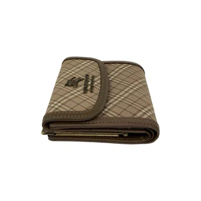 Pre-owned Burberry Beige Grayish Canvas Leather Wallet (tri-fold) ()