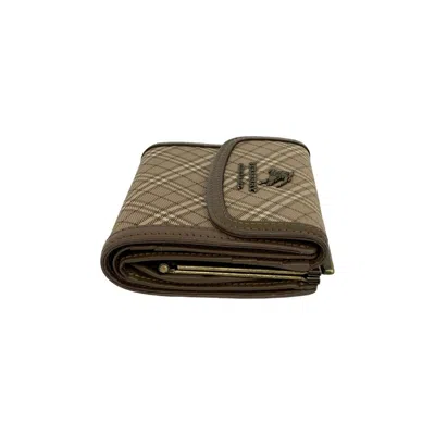 Pre-owned Burberry Beige Grayish Canvas Leather Wallet (tri-fold) ()