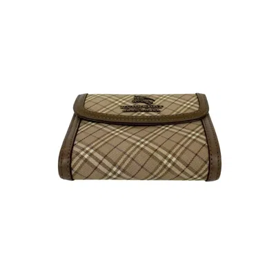 Pre-owned Burberry Beige Grayish Canvas Leather Wallet (tri-fold) ()