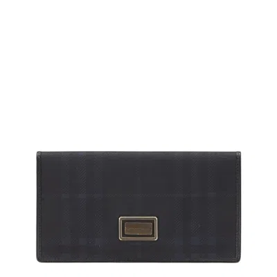 Pre-owned Burberry Black Navy Leather Long Bill Wallet (bi-fold) () In Multi