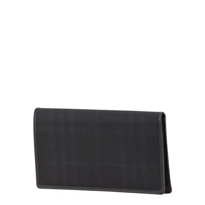 Pre-owned Burberry Black Navy Leather Long Bill Wallet (bi-fold) () In Multi