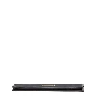 Pre-owned Burberry Black Navy Leather Long Bill Wallet (bi-fold) () In Multi