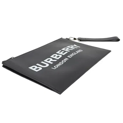 Pre-owned Burberry Black White Leather Clutch Bag () In Multi