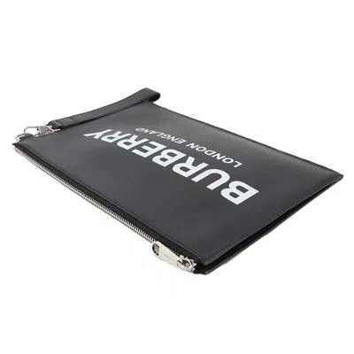 Pre-owned Burberry Black White Leather Clutch Bag () In Multi