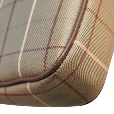 Pre-owned Burberry Brown Green Khaki Canvas Leather Clutch Bag ()