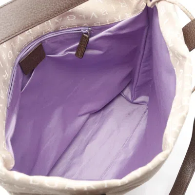 Pre-owned Bvlgari Beige Brown Canvas Leather Tote Bag () In Multi