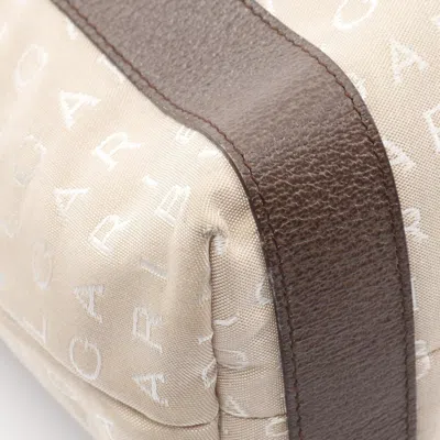 Pre-owned Bvlgari Beige Brown Canvas Leather Tote Bag () In Multi