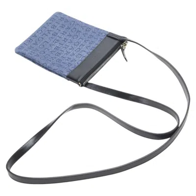 Pre-owned Bvlgari Black Blue Canvas Leather Shoulder Bag () In Multi