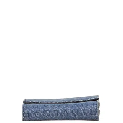 Pre-owned Bvlgari Black Blue Denim Leather Wallet (bi-fold) () In Multi