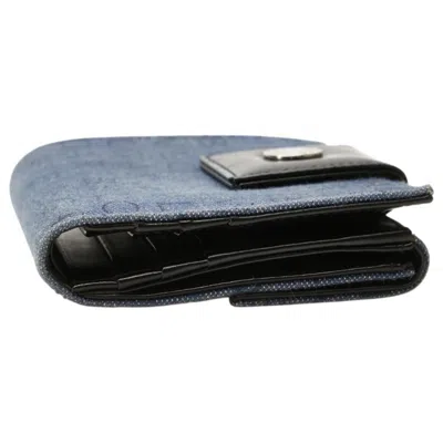 Pre-owned Bvlgari Black Blue Denim Leather Wallet (bi-fold) () In Multi