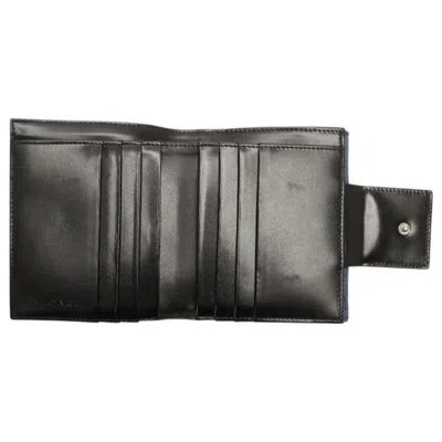 Pre-owned Bvlgari Black Blue Denim Leather Wallet (bi-fold) () In Multi