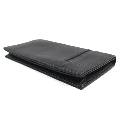 Pre-owned Bvlgari Black Leather Long Wallet (bi-fold) ()