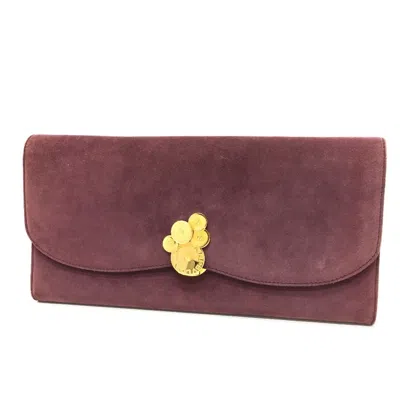 Pre-owned Bvlgari Bordeaux Suede Clutch Bag () In Burgundy