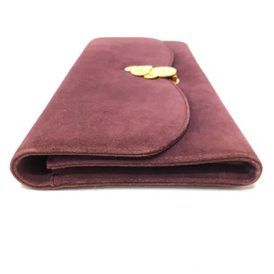 Pre-owned Bvlgari Bordeaux Suede Clutch Bag () In Burgundy