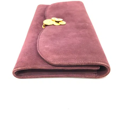 Pre-owned Bvlgari Bordeaux Suede Clutch Bag () In Burgundy