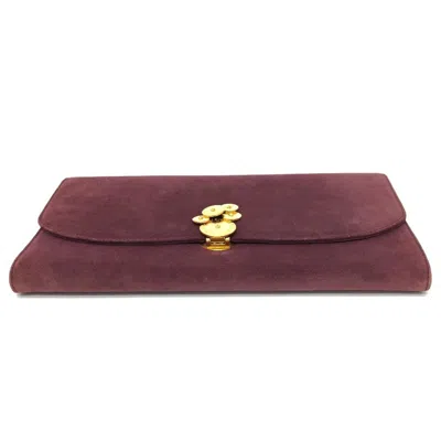 Pre-owned Bvlgari Bordeaux Suede Clutch Bag () In Burgundy
