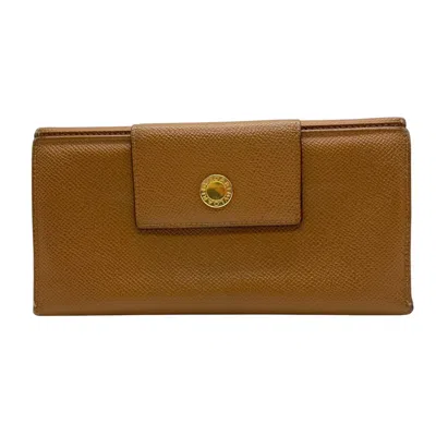 Pre-owned Bvlgari Brown Leather Long Wallet (bi-fold) ()