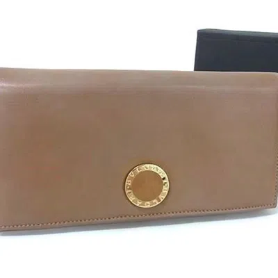 Pre-owned Bvlgari Brown Leather Long Wallet (bi-fold) ()