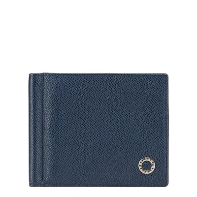 Pre-owned Bvlgari Navy Leather Bill Wallet (bi-fold) () In Blue
