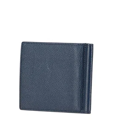 Pre-owned Bvlgari Navy Leather Bill Wallet (bi-fold) () In Blue