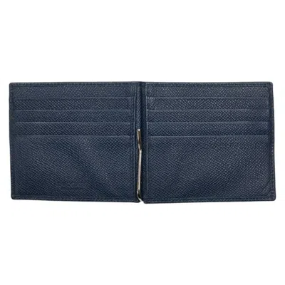 Pre-owned Bvlgari Navy Leather Bill Wallet (bi-fold) () In Blue