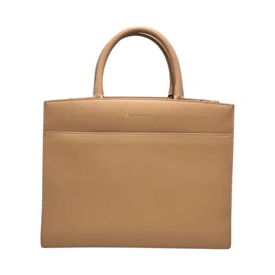 Pre-owned Bvlgari Pink Beige Leather Shoulder Bag Tote Bag ()