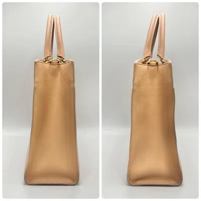Pre-owned Bvlgari Pink Beige Leather Shoulder Bag Tote Bag ()