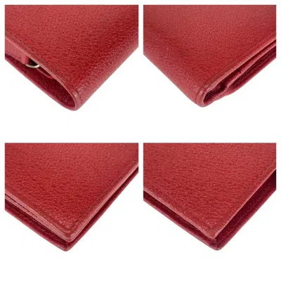 Pre-owned Bvlgari Red Color Leather Wallet (bi-fold) ()