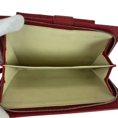 Pre-owned Bvlgari Red Color Leather Wallet (bi-fold) ()