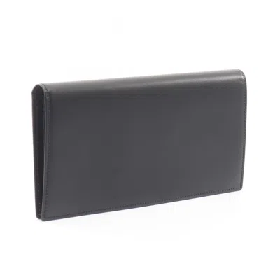 Pre-owned Cartier Black Leather Long Wallet (bi-fold) ()